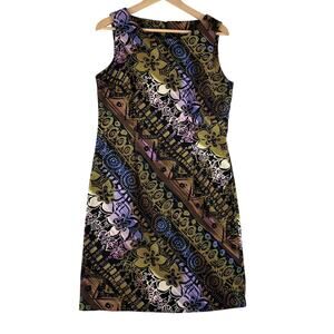 Vtg Connected Apparel Tropical Print Sheath Dress Women's 12 Island Vacation